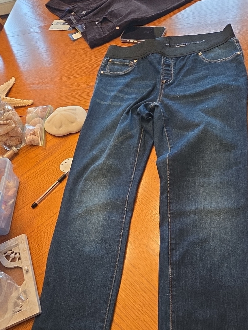 INC International Concepts Dark Blue Stretch Jeggings with Elastic Waistband